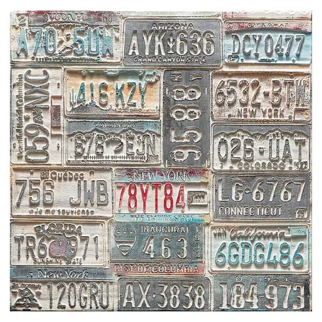 Cuadro pintado a mano Dipinto Car license plates