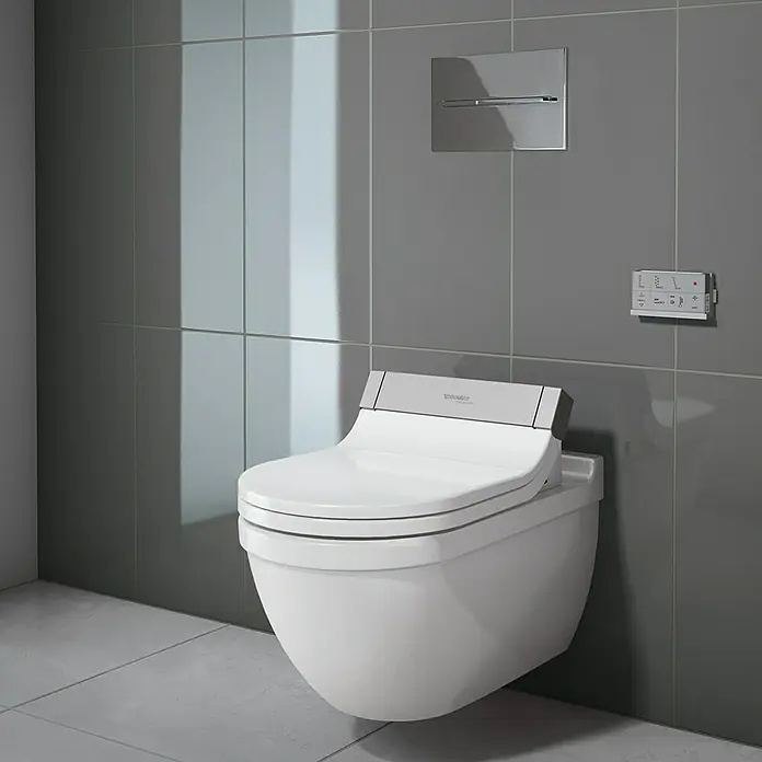Duravit Starck 3 Wand-WC Typ 2 - Mit Spülrand, Ohne Spezialglasur, Spülform: Tief, WC Abgang: Waagerecht, Weiß - Stimmungsaufnahme