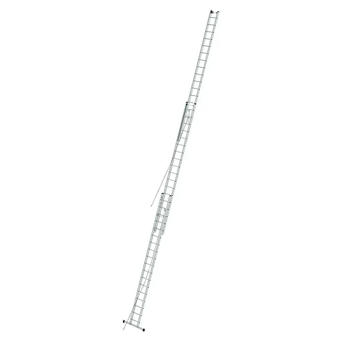 Krause Stabilo Sprossen-Seilzugleiter - Arbeitshöhe: 12,95 m, 3 x 18 Sprossen, Aluminium - Linke Seitenansicht