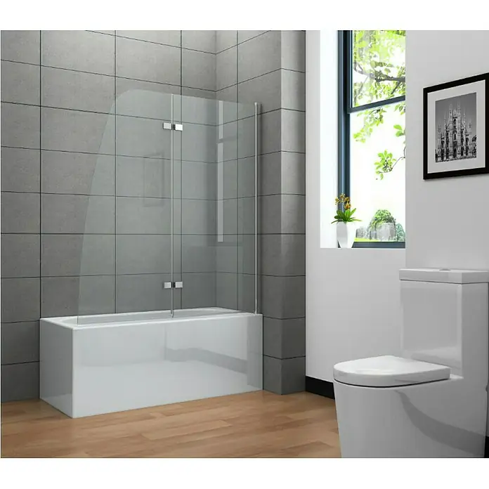 Pregrada za kadu - 2-dij., 125 x 140 cm, Wonderclean premaz, Prozirno - Živopisni prikaz