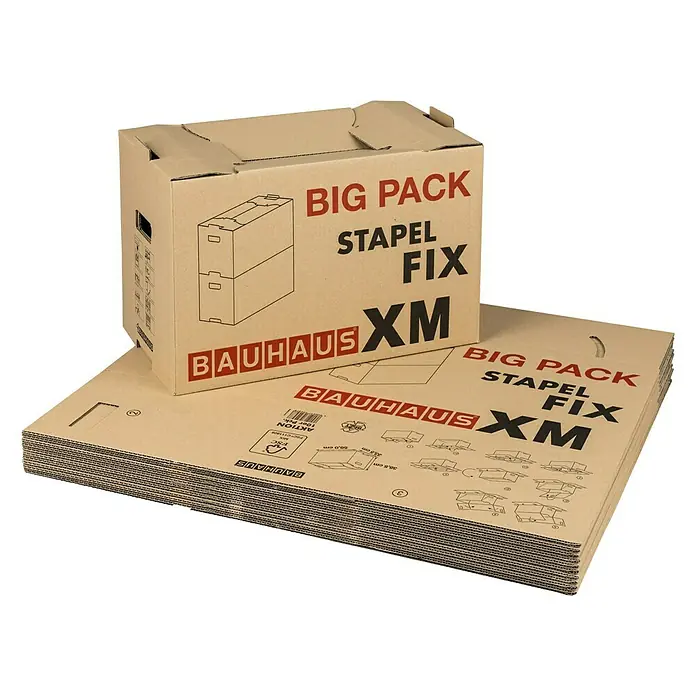 BAUHAUS Set kartonskih kutija Multibox XM Stapel-Fix - 10 Kom., Nosivost: 30 kg, D x Š x V: 58 x 33,5 x 38,5 cm