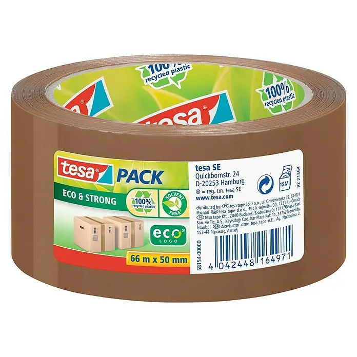 Tesa Pack Paketklebeband Eco & Strong - 66 m x 50 mm, Braun