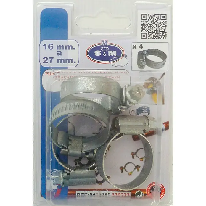 Abrazadera para manguera 9 mm - Alcance de sujeción: 16 - 27 mm, 4 uds.