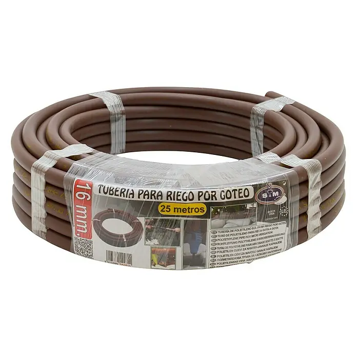 Tubo de instalación goteo marrón 25 m - 16 mm, 25 m