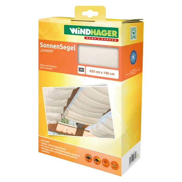 Windhager Sonnensegel Seilspanntechnik - L x B: 4,2 x 1,4 m, Weiß