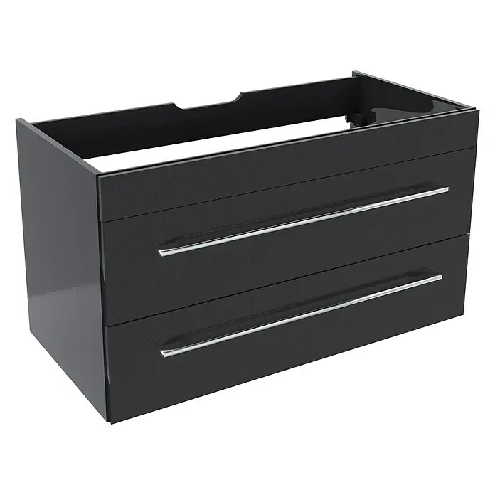 Camargue Stella Waschtischunterschrank - 99,4 x 48,8 x 55 cm, 2 Schubkästen, Ohne Beleuchtung, Grafit - Linke Seitenansicht