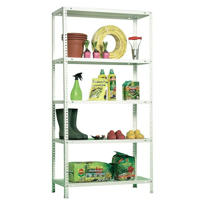 Simonrack Comfort Metallregal Comfort Plus - L x B x H: 40 x 100 x 200 cm, Traglast: 100 kg/Boden, Anzahl Böden: 5 Stk., Schrauben, Weiß - Ansicht von oben