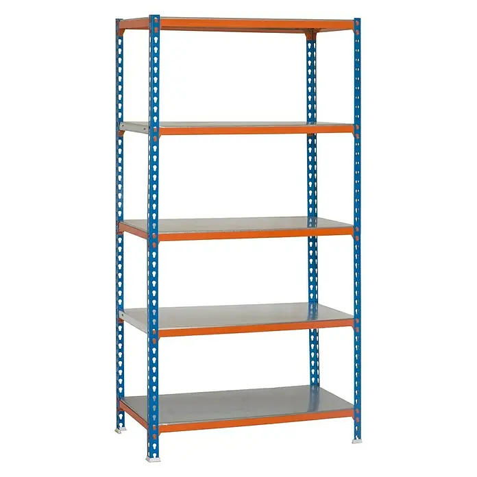 Simonrack Simonclick Metallregal Simonclick Plus - L x B x H: 50 x 100 x 200 cm, Traglast: 180 kg/Boden, Anzahl Böden: 5 Stk., Stecken, Blau/Orange - Ansicht von oben