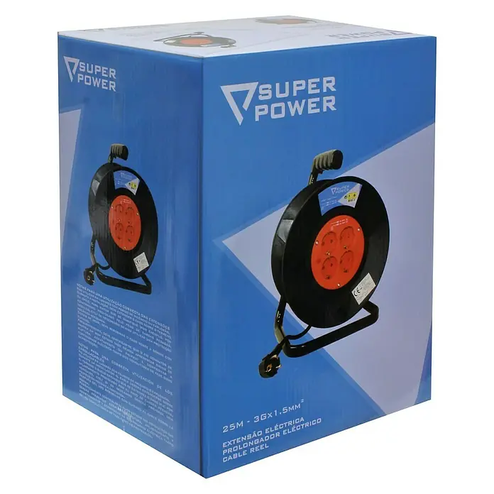 Enrollacables Super Power - x 4, 25 m, IP20, Para interior