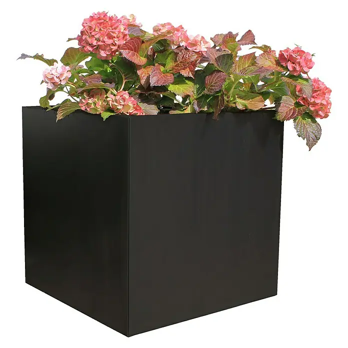 Palatino Exlusive Line Pflanzkübel eckig Nora - 50 x 50 x 50 cm, Stahl, Anthrazit - Vorderansicht