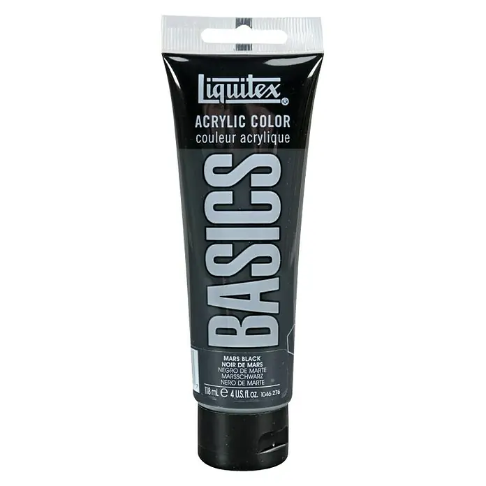 Liquitex Basics Acrylfarbe - Farbe: Marsschwarz, 118 ml, Tube - Vorderansicht