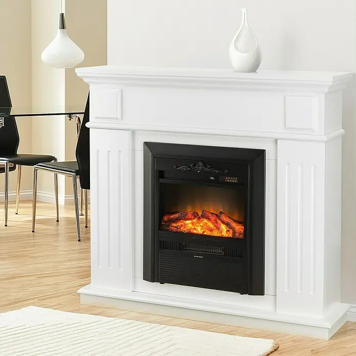 Električni kamin - Bijelo-crno, 2.000 W, D x Š x V: 26 x 109 x 100 cm