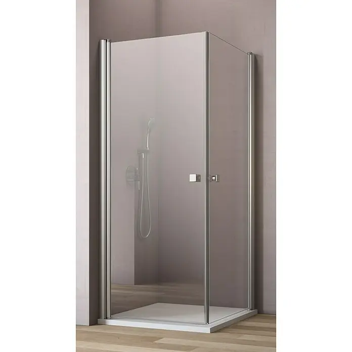 GEO Hit Eckdusche B-E100 - 80 x 80 x 202,2 cm, Unbeschichtet, Stärke: 6 mm, Silber - Vorderansicht