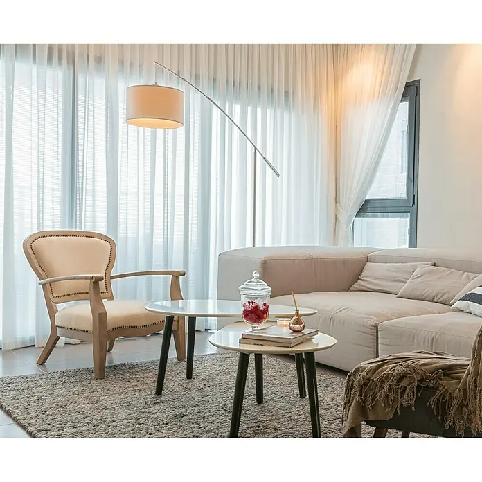 Visillo para ventana Said nata - 140 x 270 cm, 50% poliéster - 50% lino