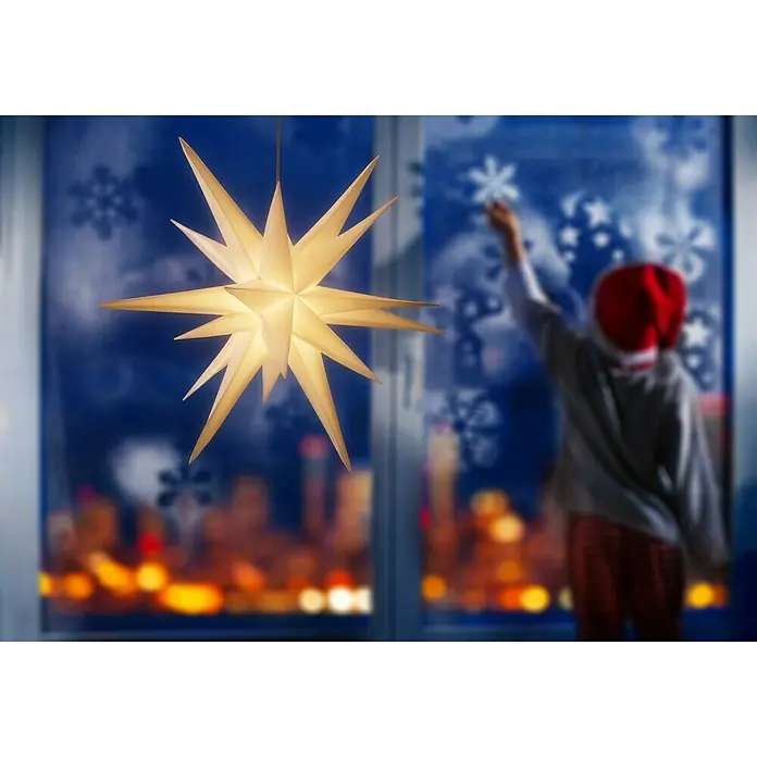 Tween Light Estrella LED colgante 3D - Para exterior, 1 luz, Diámetro: 100 cm, Blanco, Blanco cálido - Foto ambiente
