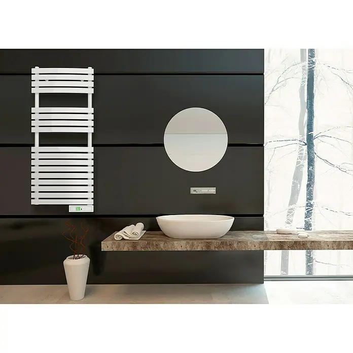 Rointe Radiador toallero eléctrico Delta - An x Al: 50 x 84,3 cm, 300 W, Blanco, Display LC