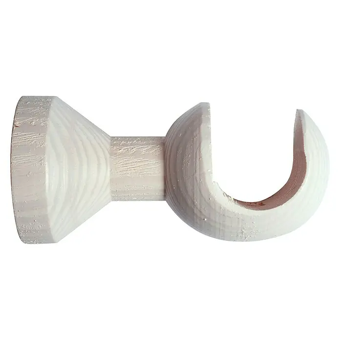 Soporte de pared Ideas wood yeso - Blanco, Apto para: Barras para las cortinas de Ø 28 mm, Largo: 10,5 cm