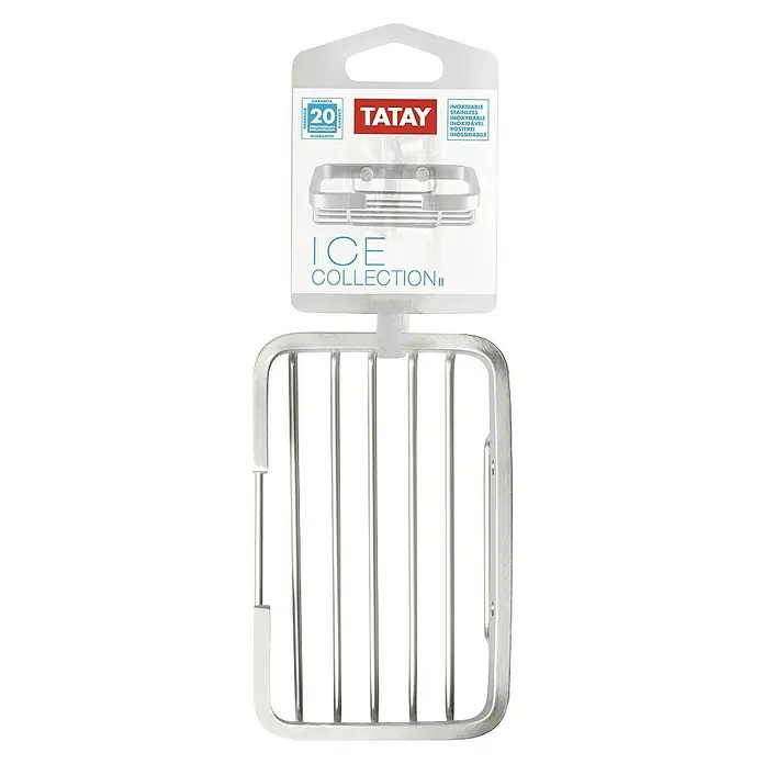 Tatay Cesta de baño rectangular Ice - 9 x 14 x 3,2 cm, Plateado