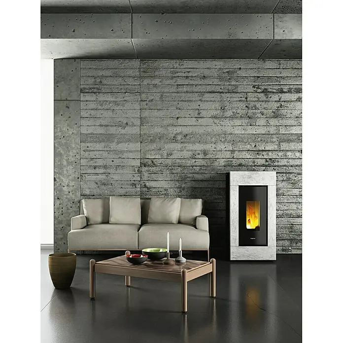 FreePoint Pelletofen Vega Stone - 2,8 kW - 10,5 kW, Raumheizvermögen: 252 m³, Verkleidung: Naturstein, Schwarz/Grau