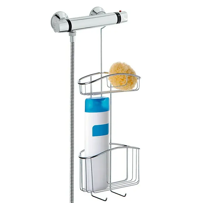 Tatay Cesta de baño colgante doble - 9 x 22,5 x 60 cm, Cromo