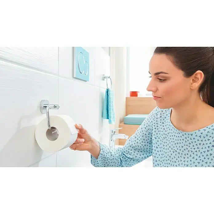 Tesa Smooz Toilettenpapierhalter - Ohne Deckel, Chrom, Glänzend