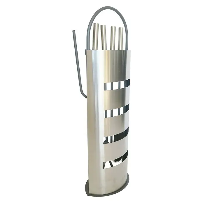 Haardstel Richmond - 4-delig, Zilver, Hoogte: 66 cm - Vooraanzicht