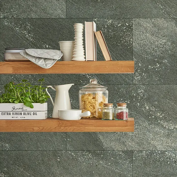 Grosfillex Revestimiento de pared GX Wall+ Dark Stone - 30 x 60 cm, Gris hormigón, Tipo de acabado: Estructurado