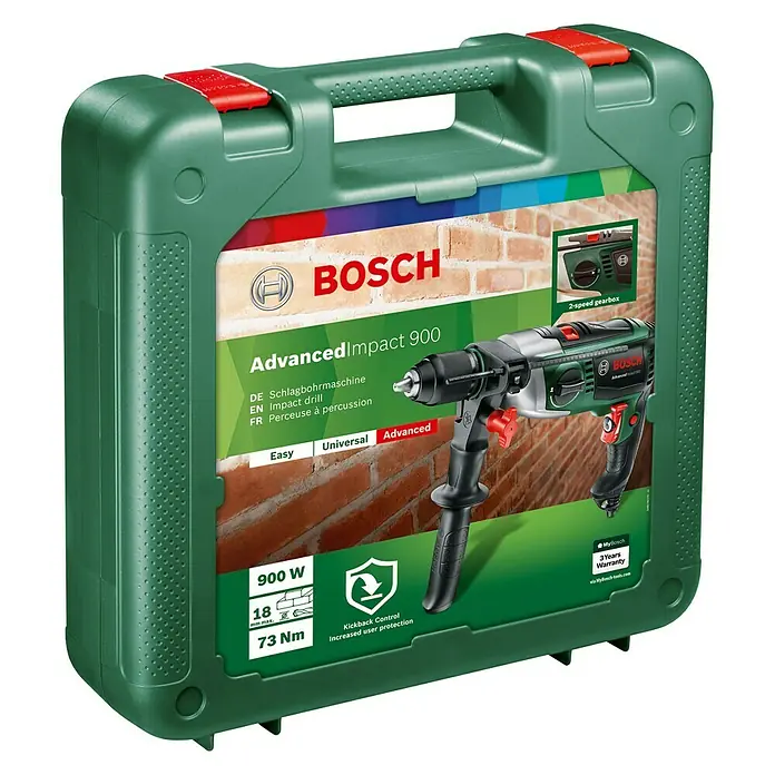 Bosch Schlagbohrmaschine AdvancedImpact 900 - 900 W, Leerlaufdrehzahl: 50 U/min - 2.850 U/min