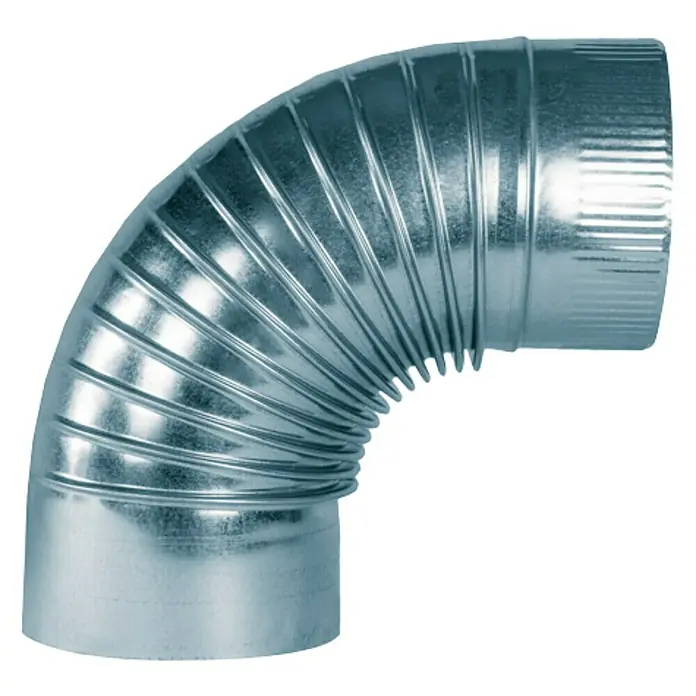 Codo para tubos galvanizado - 200 mm, 90 °, Zincado, Plateado