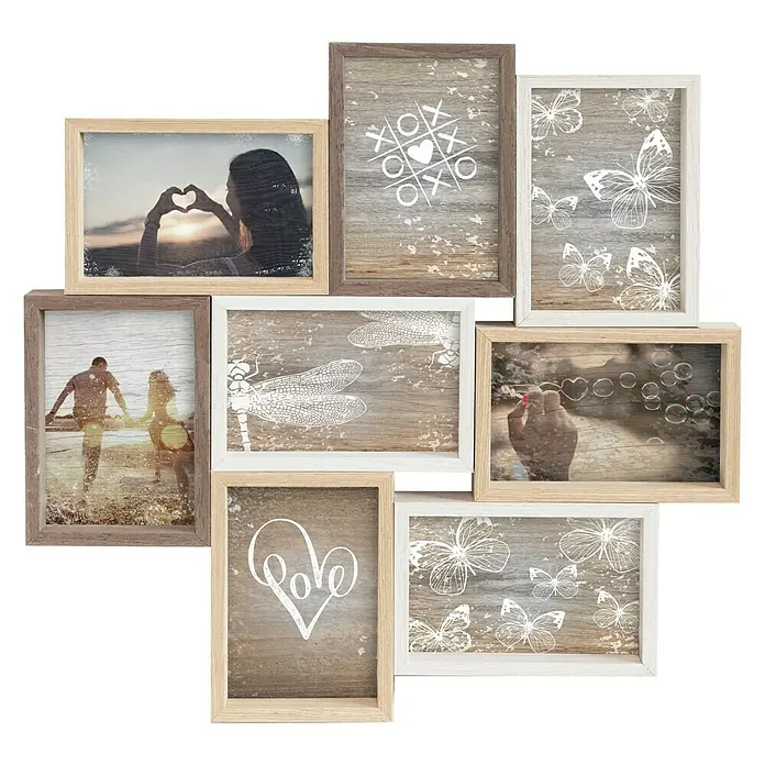 Bilderrahmen-Set - 8 Einzelrahmen, 10 x 15 cm, Natur, Weiß - Vorderansicht