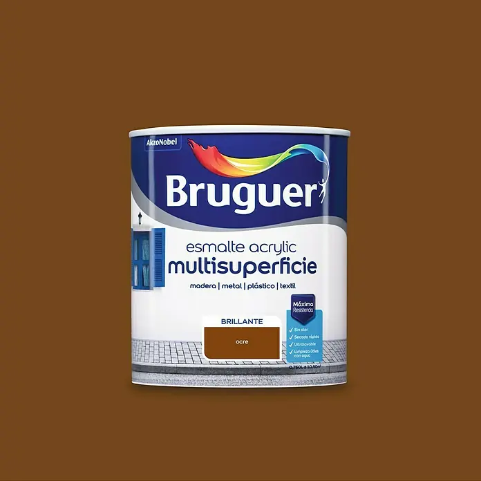 Bruguer Esmalte de color Acrylic multisuperficie - Ocre, 750 ml, Brillante