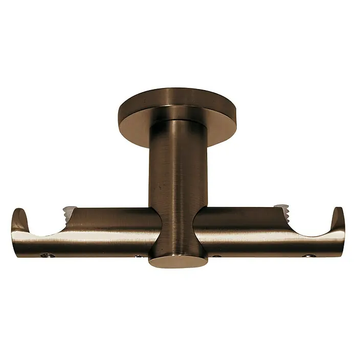 Expo Ambiente Deckenträger Urban - Bronze, Geeignet für: Gardinenstangen Ø 25 mm, Anzahl Läufe: Zweiläufig - Vorderansicht