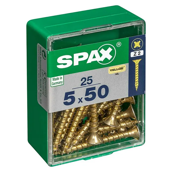 Spax Univerzalni vijak - 5 x 50 mm, Puni navoj, 25 kom - Pogled s lijeve strane