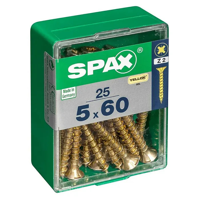 Spax Univerzalni vijak - 5 x 60 mm, Puni navoj, 25 kom - Pogled s lijeve strane