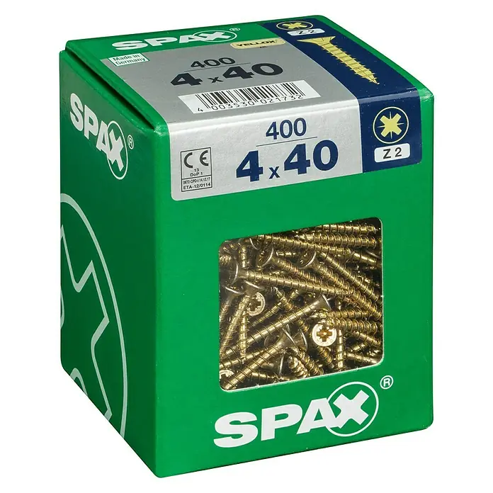 Spax Univerzalni vijak - 4 x 40 mm, Puni navoj, 400 kom. - Pogled s lijeve strane