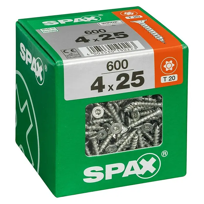 Spax Universalschraube T-Star plus - Ø x L: 4 x 25 mm, WIROX Oberfläche, T-Star plus, 600 Stk. - Linke Seitenansicht
