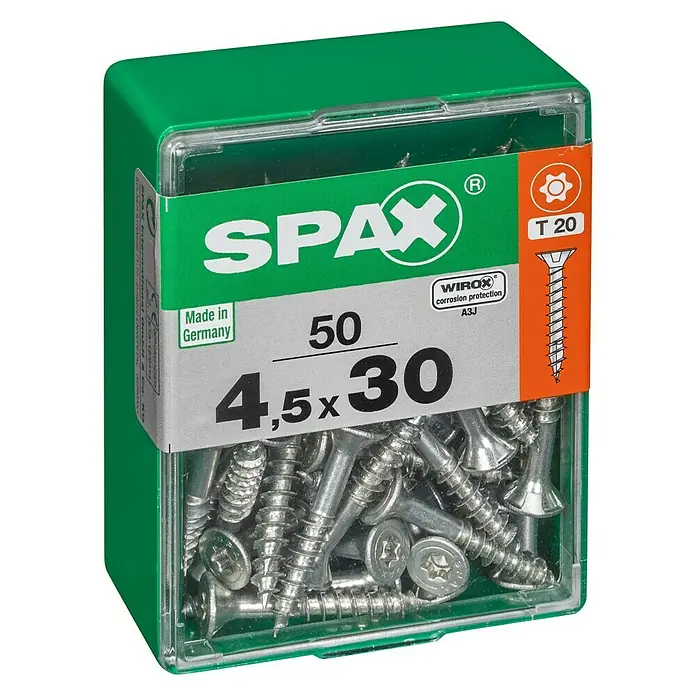 Spax Vijak za drvo torx T-Star plus - Promjer: 4,5 mm, Duljina: 30 mm, Upuštena glava, T-Star plus, Multifunkcionalna primjena u zatvorenom - Pogled s lijeve strane