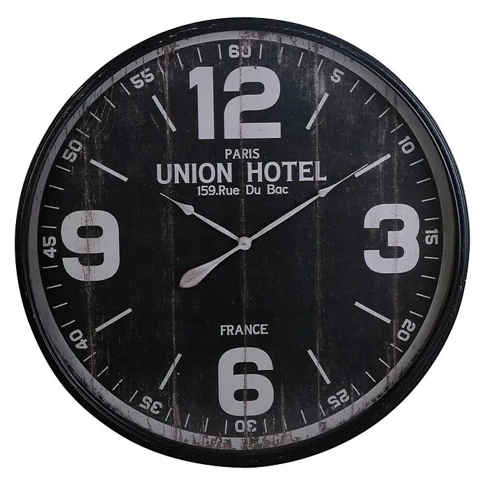Reloj de pared redondo Union Hotel - Negro, Diámetro: 90 cm - Vista frontal