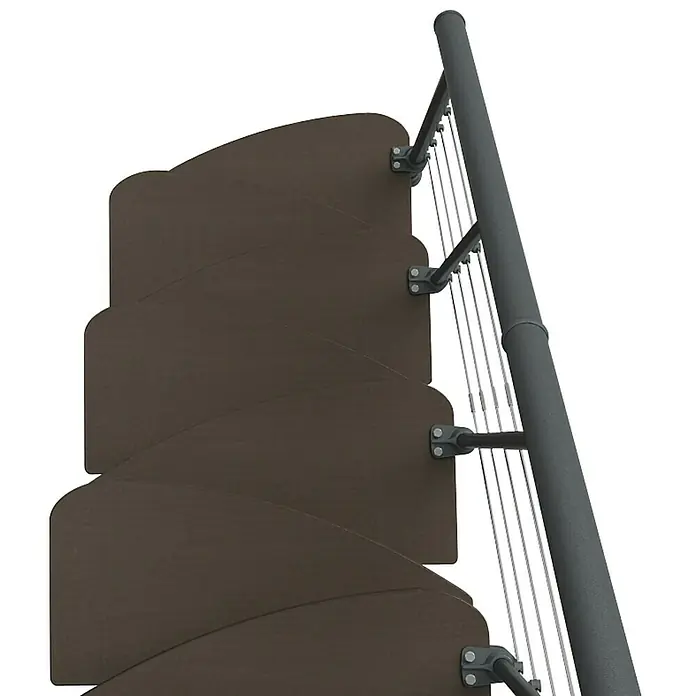 Fontanot Raumspartreppe Zen 2 Tube - Breite: 61 cm, Anthrazit, Anzahl Steigungen: 13 Stk., Farbe Stufen: Birke Ulme Dunkel, Geschosshöhe: 250 cm - 304 cm - Ansicht von oben