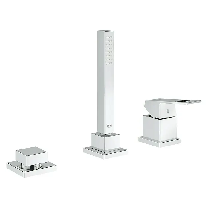 Grohe Eurocube Wannenrandarmatur - 3-Loch, Chrom, Glänzend - Vorderansicht