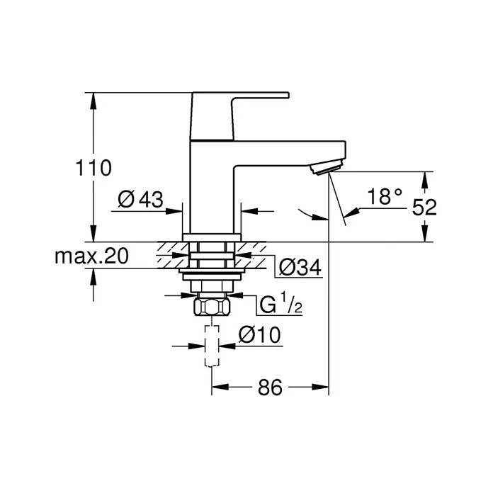 Grohe Eurocube Kaltwasser-Standventil XS-Size - Chrom