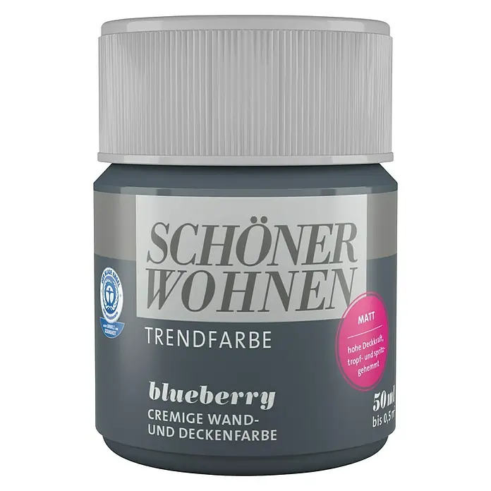 SCHÖNER WOHNEN-Farbe Wandfarbe Trendfarbe - Blueberry, 50 ml, Matt - Vorderansicht