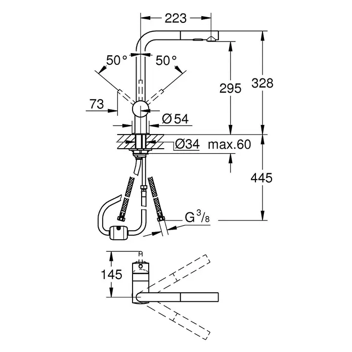 Grohe Spültischarmatur Minta - Chrom, Glänzend, Ausziehbare Dual-Spülbrause
