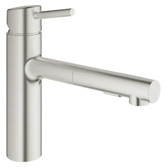 Grohe Concetto Spültischarmatur - Edelstahl, Matt, Ausziehbare Dual-Spülbrause - Vorderansicht