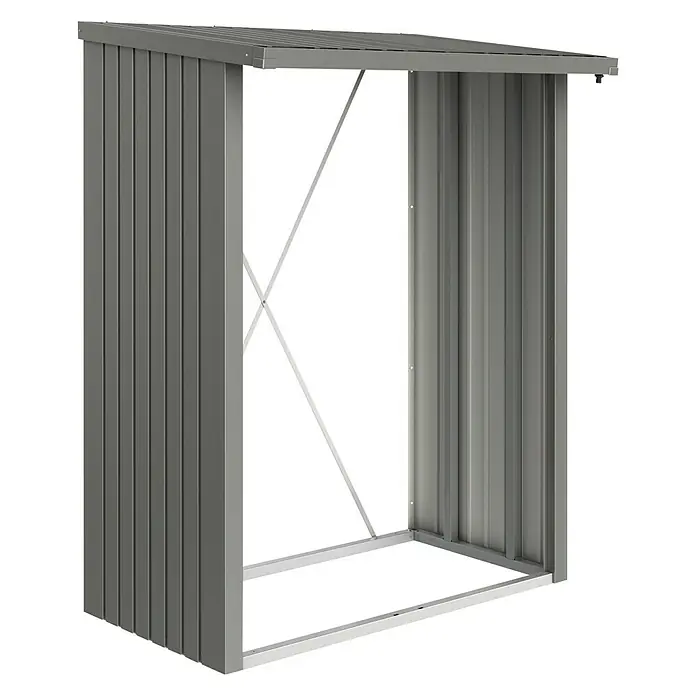 Biohort Kaminholzregal WoodStock - 1,02 x 1,57 x 1,99 m, Stahl, Quarzgrau - Vorderansicht