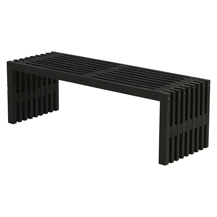 Plus Gartenbank Rustik - L x B x H: 138 x 49 x 45 cm, Holz, Schwarz - Rechte Seitenansicht