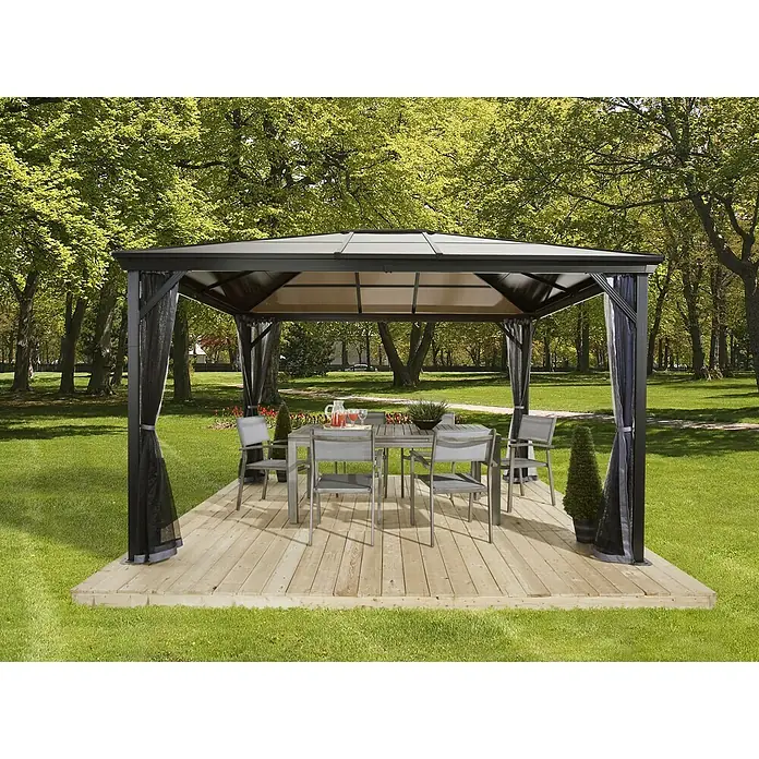 Sojag Pavillon Verona 10 x 10 - 298 x 298 x 261 cm, Anthrazit, Zeltdach - Stimmungsaufnahme