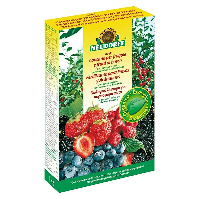 Neudorff Azet Fertilizante para fresas y arándanos - 1 kg - Vista angular