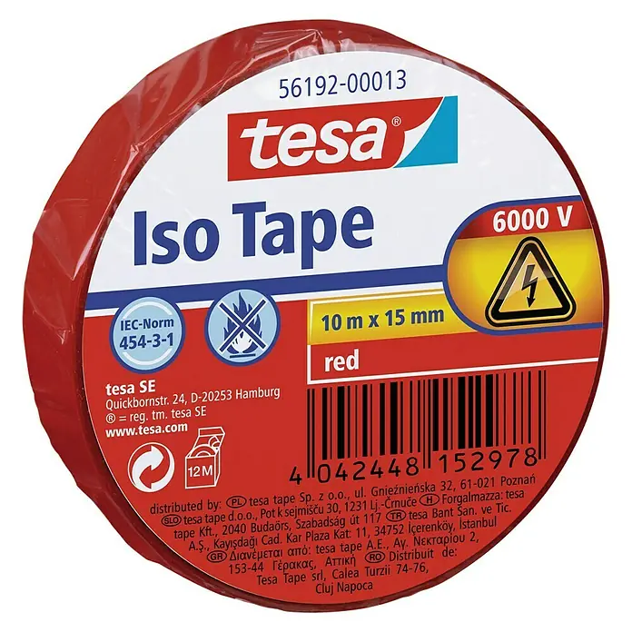 Tesa Juego de cinta aislante Iso Tape x 5 Ud. - Multicolor, L x An: 10 m x 15 mm
