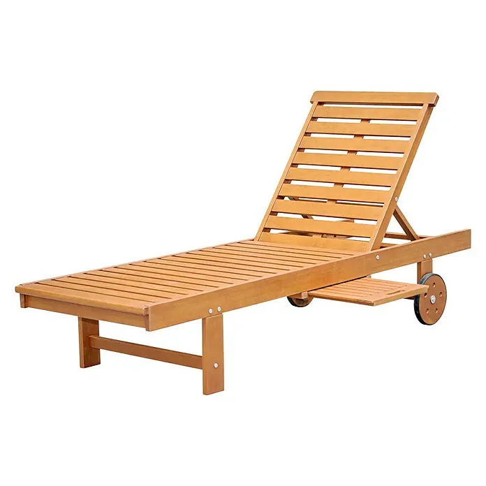 Sunfun Diana Tumbona - 190 x 60 x 88 cm, Madera, Marrón natural